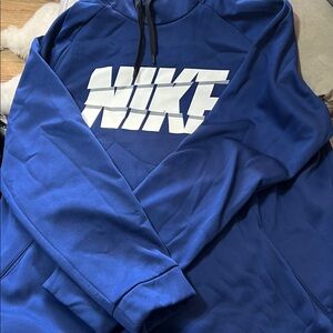 Blue Hoodie with Black Drawstrings